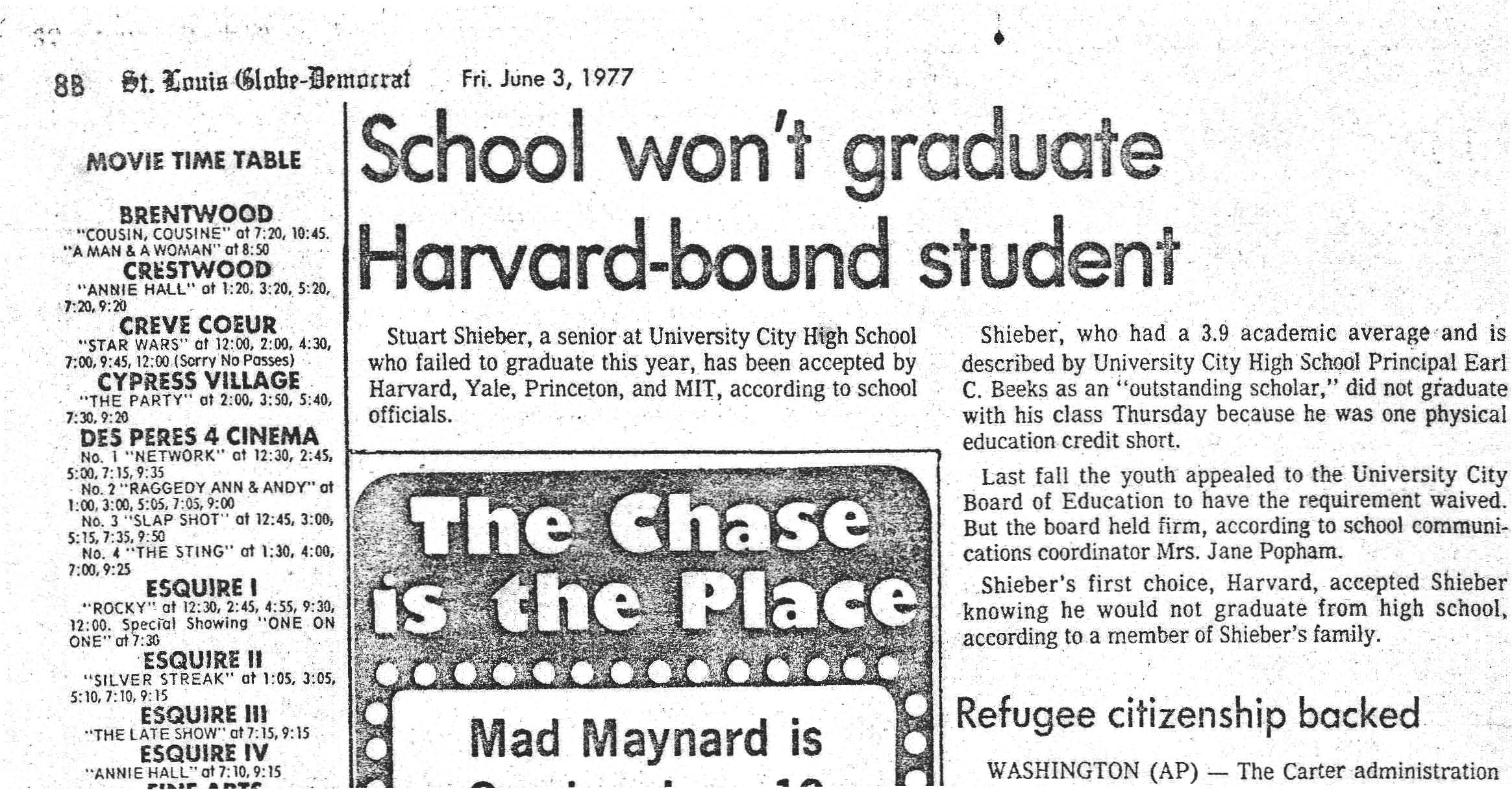 Globe Democrat article from June 3, 1977